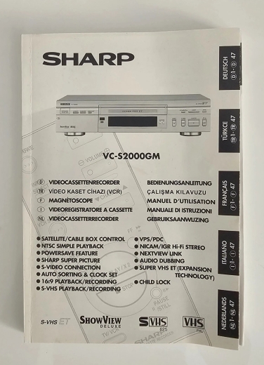 Sharp VC-S2000 Super VHS Videorecorder S-VHS ET TBC 3D-DNR